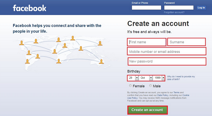 create new facebook account